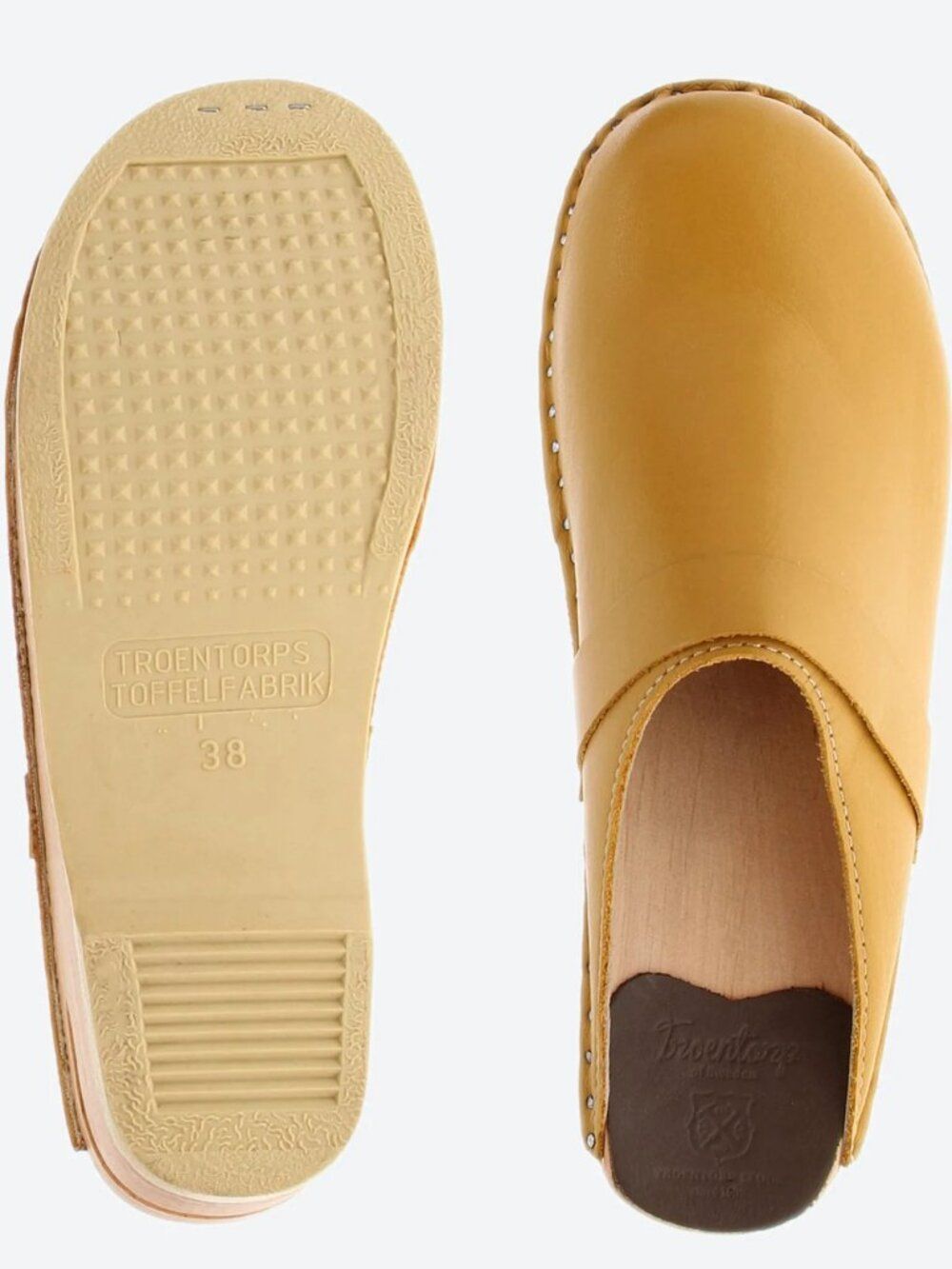 Troentorp Da Vinci Slip-On Leather Clogs in Ochre Yellow